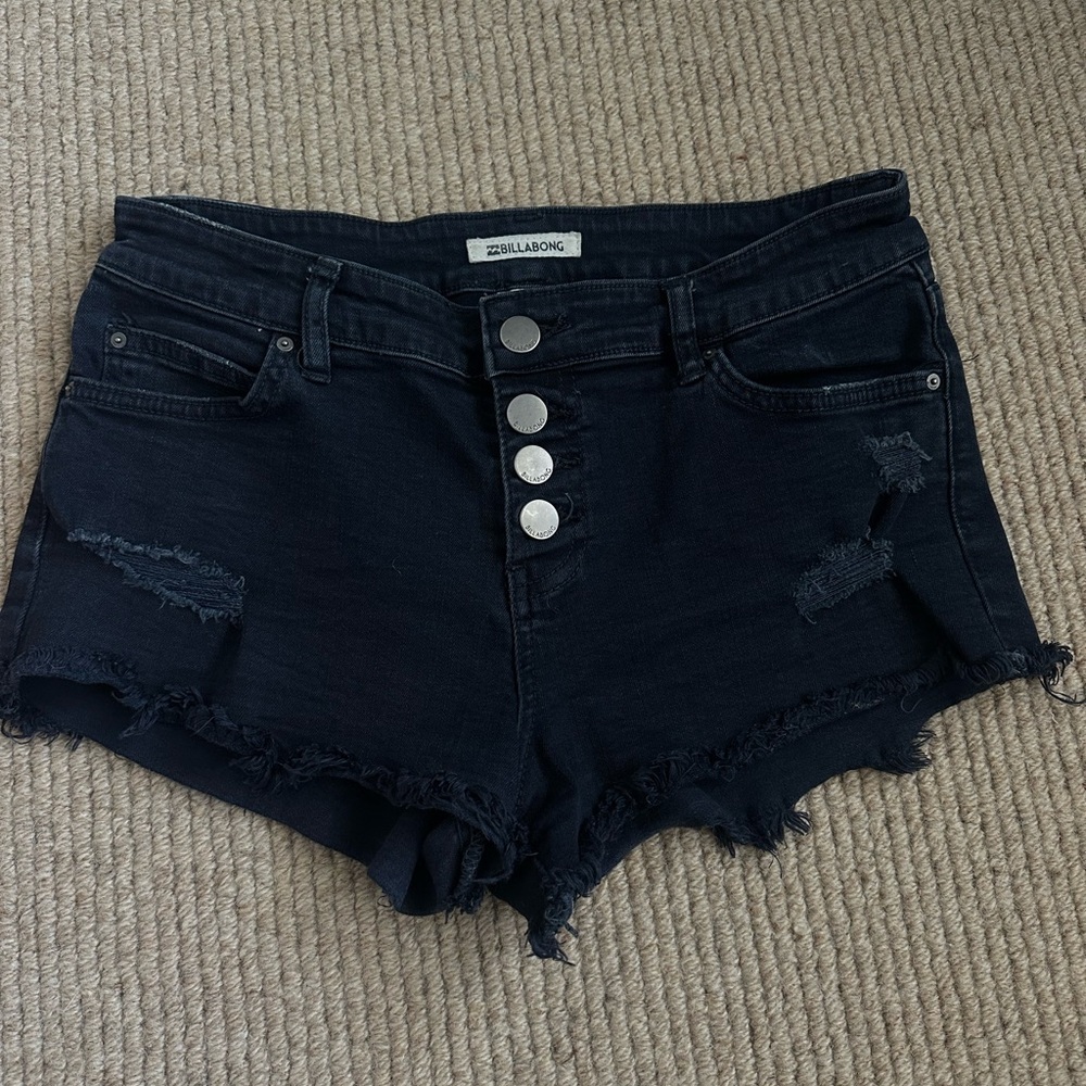 Billabong Black Jean Shorts Distressed High-Waisted